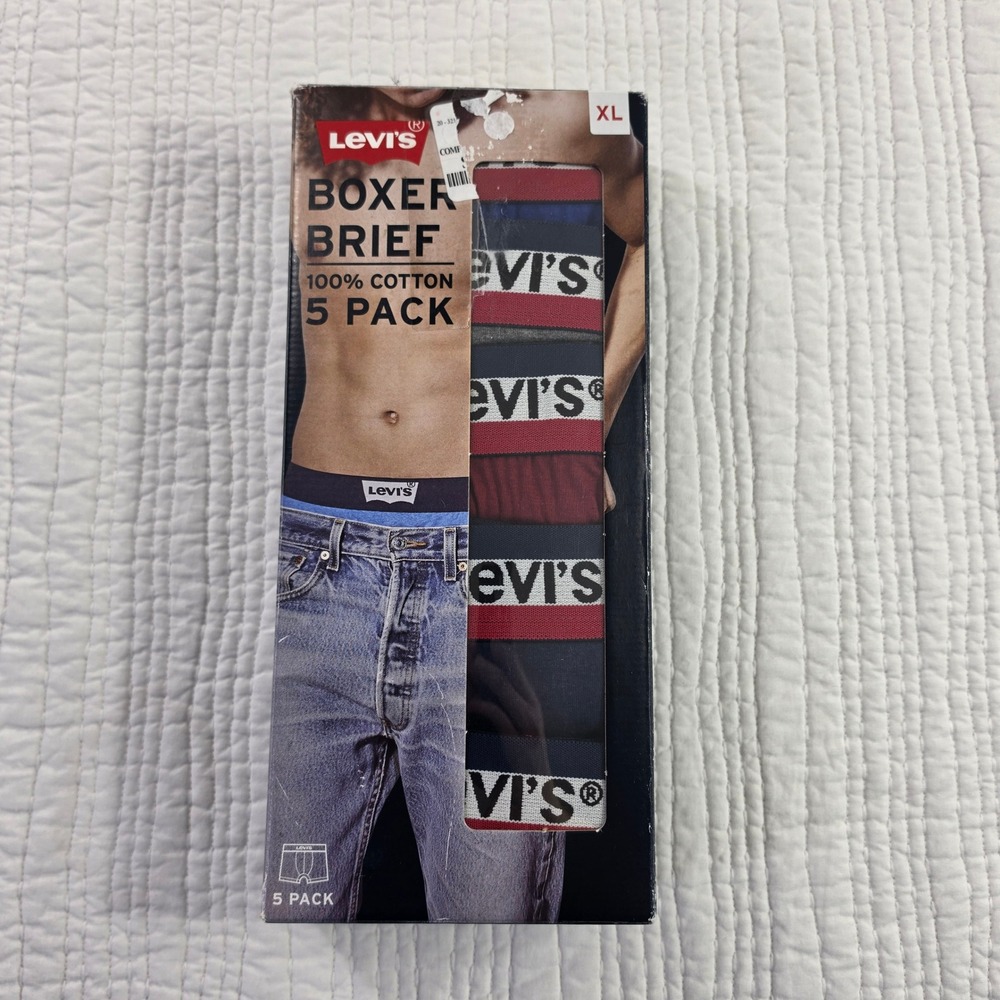 Levi's Mens XL 5-Pack Cotton Boxer Briefs 6" Essential Underwear Bundle NIB NWT